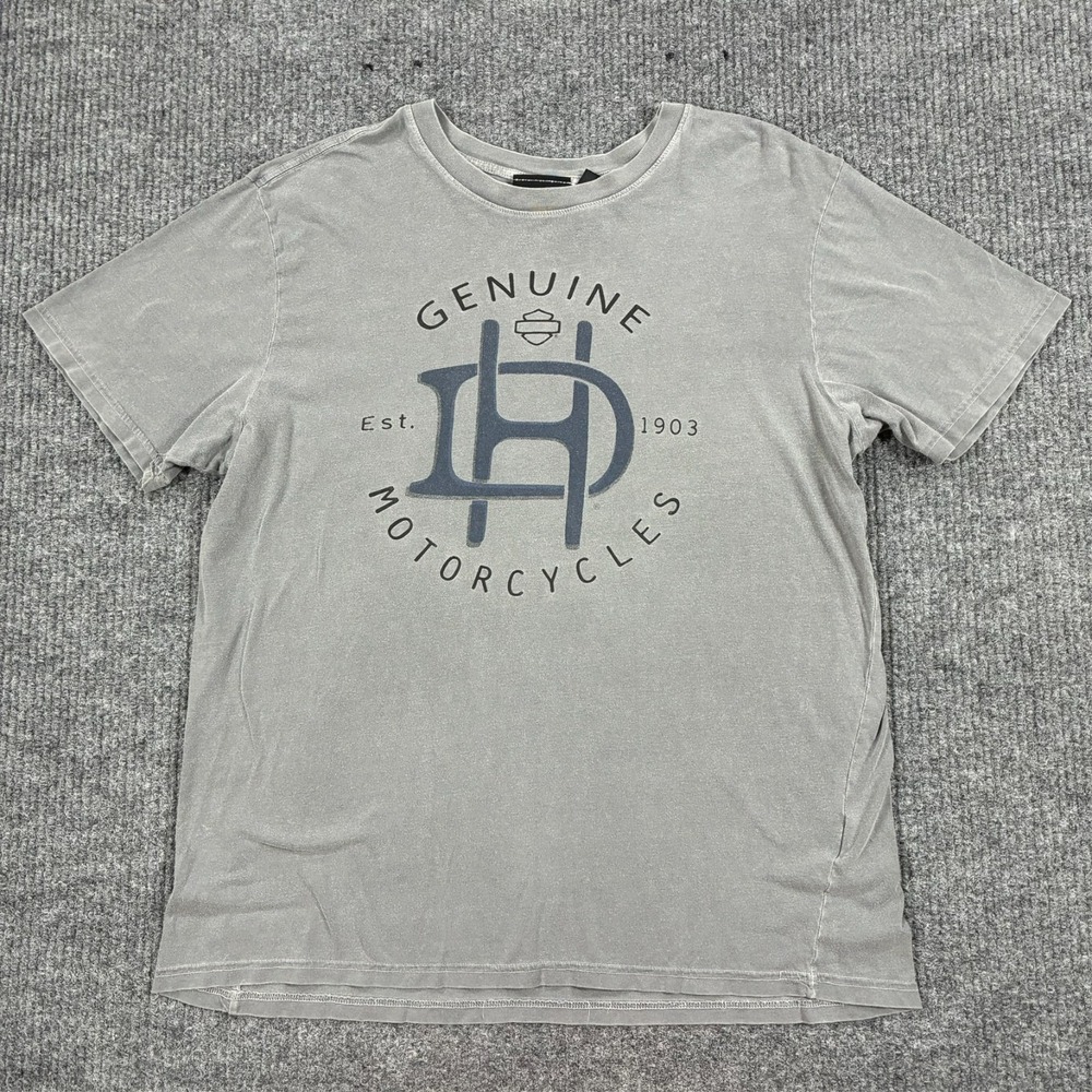 Harley Davidson Genuine Motorcycles T Shirt Mens Size XL Gray Graphic Tee